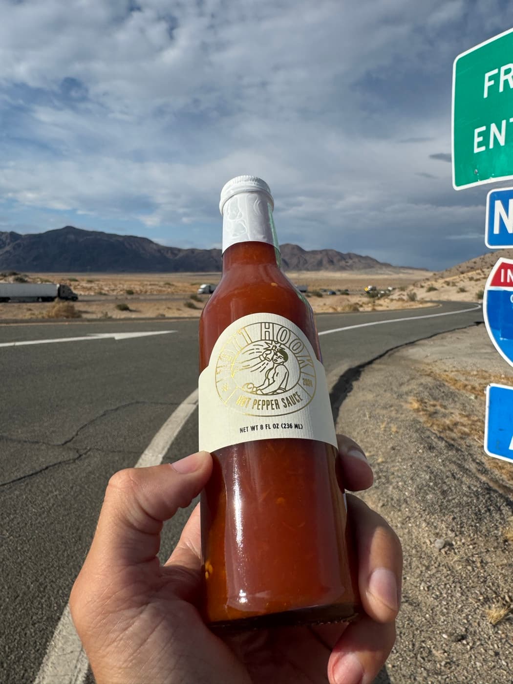Bottle held up on the highway