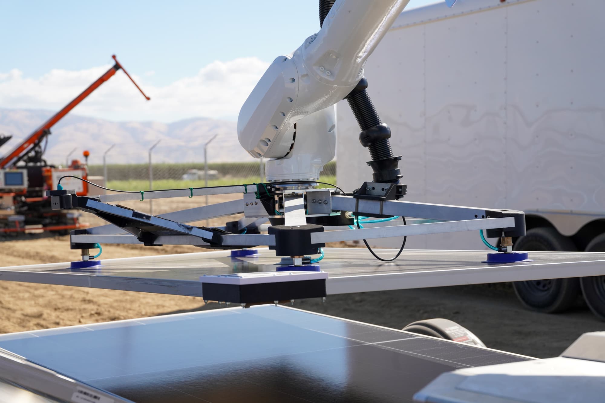 The prototype arm placing a module, wide, Arvin