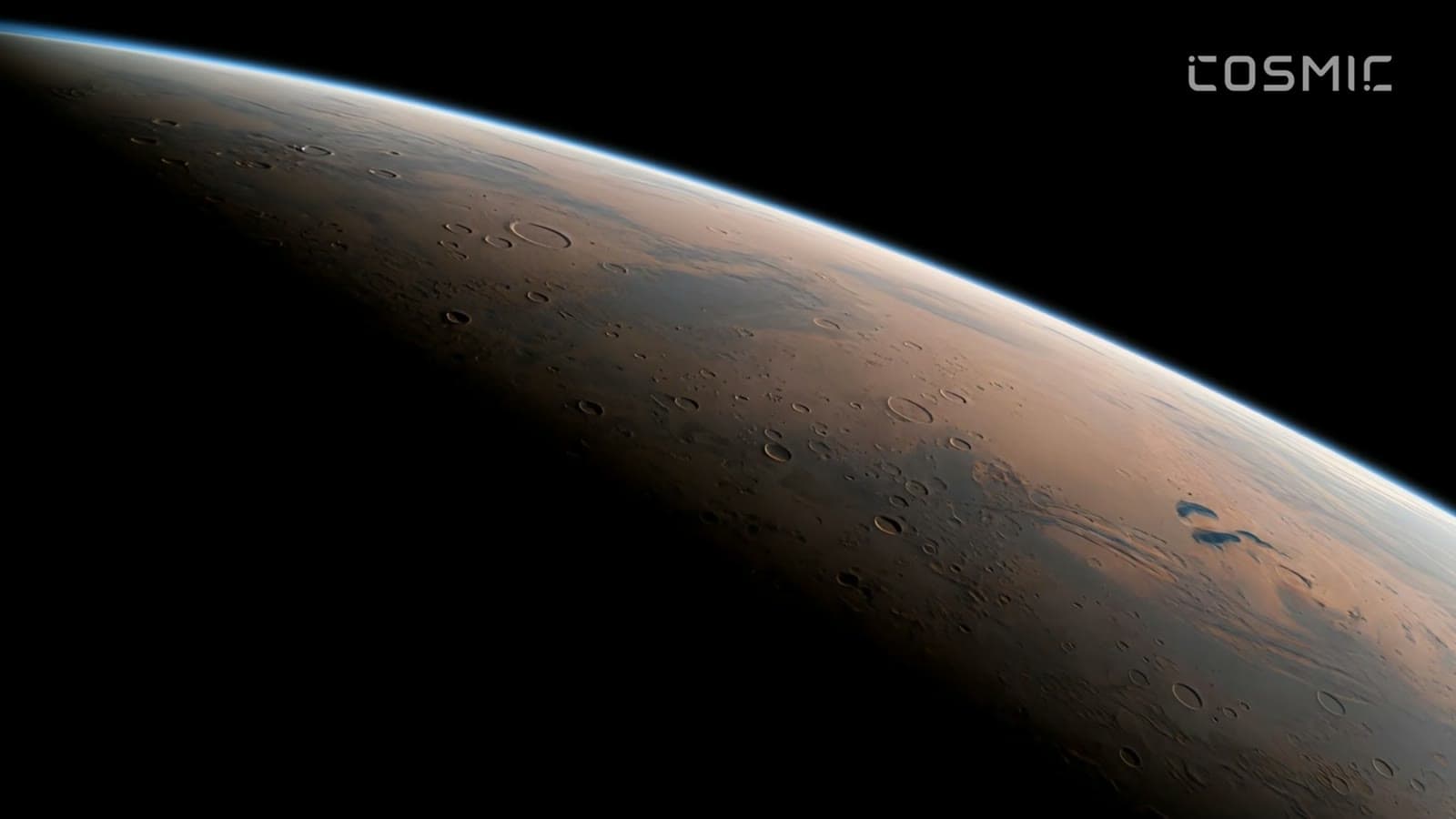 Mars aus der Umlaufbahn im Cosmic-1-Film